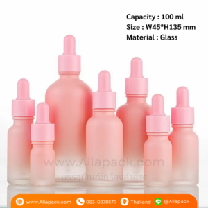 P995 Glass Dropper Bottle 100 ml With Amber Pink ขวดแก้วดรอปเปอร์สีชมพู 100 มล