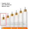 P1089 Clear Frosted Cylinder Bottle  20 ml ขวดแก้วขุ่นดรอปเปอร์สีขาวทอง 20 มล