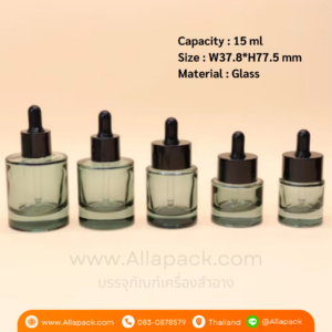 P1265 Refillable crystal bottle 15 ml with dropper ขวดแก้วดรอปเปอร์ 15 มล