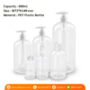 P1065 Clear Plastic Boston Round Bottles 500ml ขวดปั๊มพลาสติก 500มล