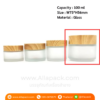 P1132 Fosted Glass Jar Bamboo lid 100 ml กระปุกแก้วขุ่นฝาไม้ 100 มล)