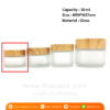 P1128 Fosted Glass Jar Bamboo lid 30 ml กระปุกแก้วขุ่นฝาไม้ 30 มล