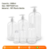 P1066 Clear Plastic Boston Round Bottles 1000ml ขวดปั๊มพลาสติก 1000มล